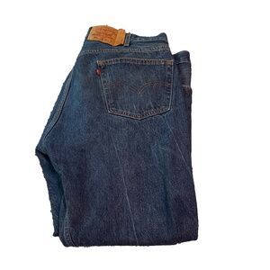 Vintage Levi's 501 Jeans Mens 90s Size 44 Waist 32 Length Dark Blue Button Fly